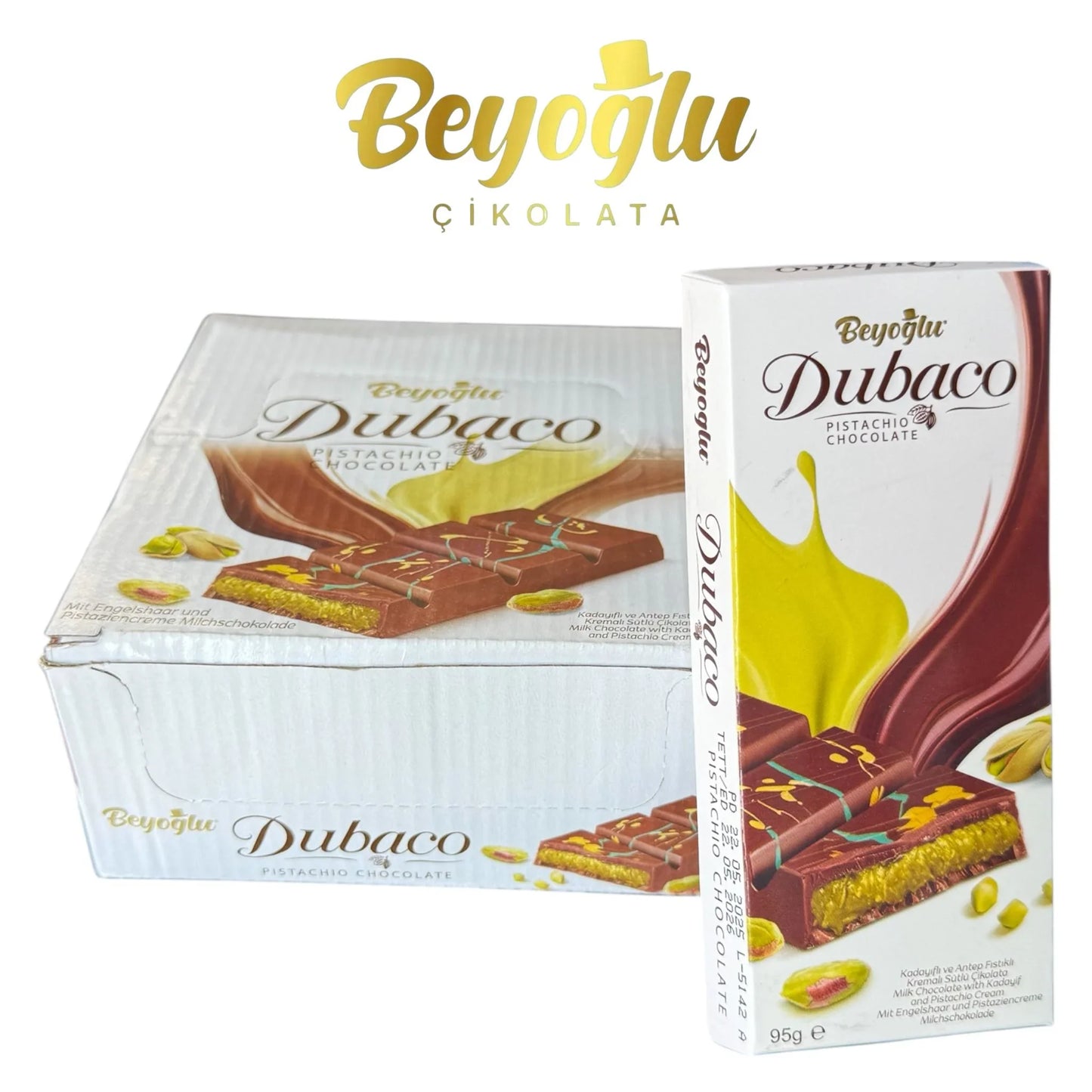 Beyoğlu Dubaco Premium Pistachio Milk Chocolate Bar – 95g