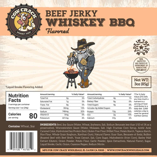 Cow Crack Whiskey BBQ Beef Jerky 3 oz