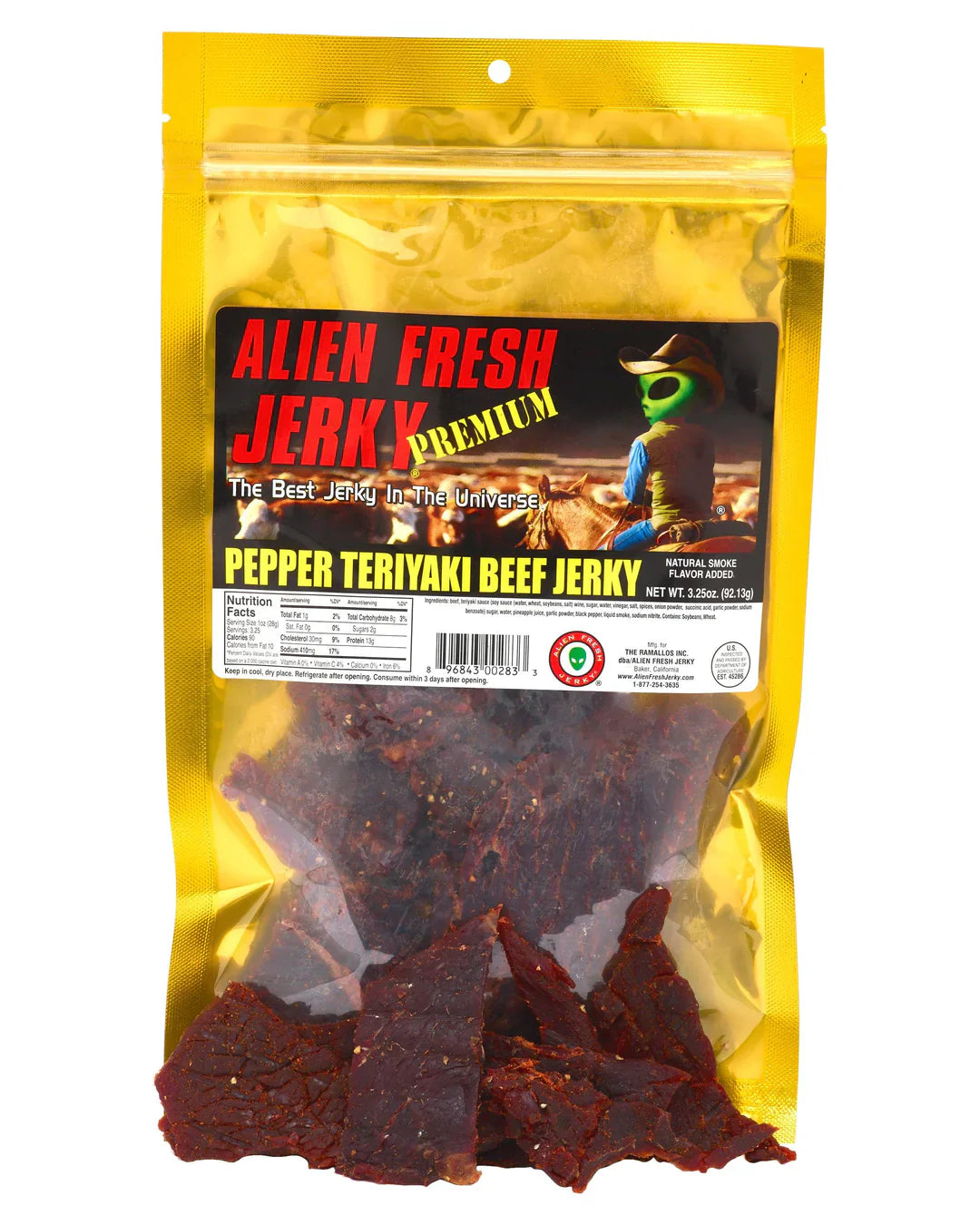 Alien Fresh Jerky Peppered Teriyaki 3.25 OZ | 1pcs image 0