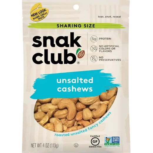 Snak Club: Unsalted Cashews 6 bags image 0