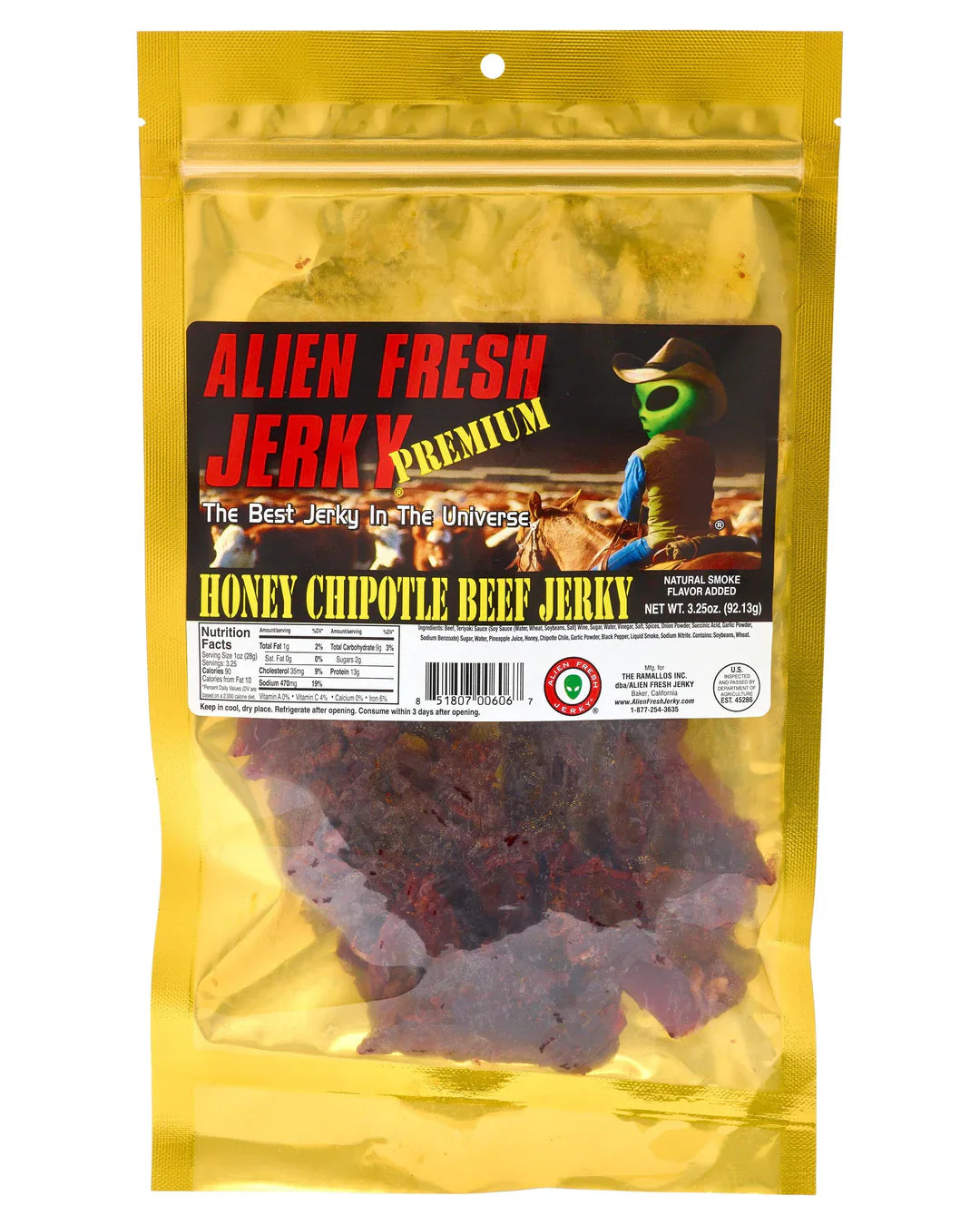 Alien Fresh Jerky Honey Chipotle 3.25 OZ | 1pcs image 0